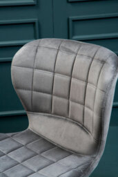 Orsina Grey Velvet Bar Chair, Quilted Padded Seat With Chrome Legs & Footrest, Contemporary Upholstered Stool - thumbnail 5