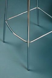 Orsina Grey Velvet Bar Chair, Quilted Padded Seat With Chrome Legs & Footrest, Contemporary Upholstered Stool - thumbnail 3