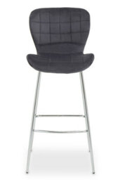 Orsina Grey Velvet Bar Chair, Quilted Padded Seat With Chrome Legs & Footrest, Contemporary Upholstered Stool - thumbnail 6