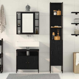 Walplus Bathroom Cabinet Set Other 3 Pcs Black Oak 33 X 33 X 185.5 Cm - thumbnail 4