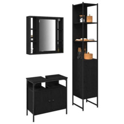 Walplus Bathroom Cabinet Set Other 3 Pcs Black Oak 33 X 33 X 185.5 Cm - thumbnail 3