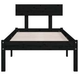 Berkfield Bed Frame Black Solid Wood Pine 90X200 Cm - thumbnail 4
