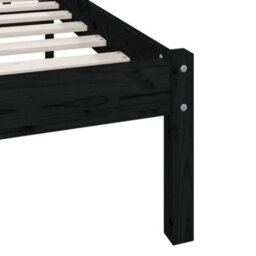 Berkfield Bed Frame Black Solid Wood Pine 90X200 Cm - thumbnail 7