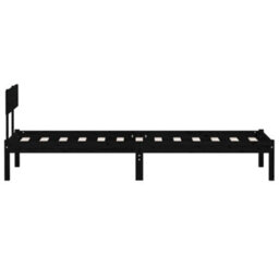 Berkfield Bed Frame Black Solid Wood Pine 90X200 Cm - thumbnail 5