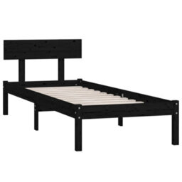 Berkfield Bed Frame Black Solid Wood Pine 90X200 Cm - thumbnail 3