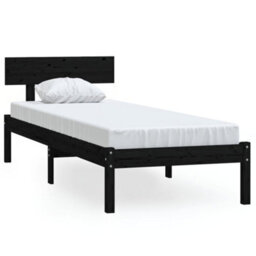 Berkfield Bed Frame Black Solid Wood Pine 90X200 Cm - thumbnail 2
