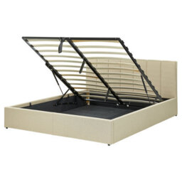 Beliani Ottoman Bed Fabric Dreux 160 X 200 Cm (Eu King Size) Beige - thumbnail 1