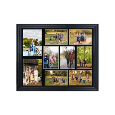 AK Frames 20X16 Black Classic Multi Photo Frame With Black Mount - Holds 9 Apertures (2X) 7X5, (7X) 6X4 Photos - image 1