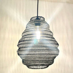 CGC Lighting Cgc Casablanca Medium Black Mesh Moroccan Metal Ceiling Pendant Light And Lamp Shade - thumbnail 3