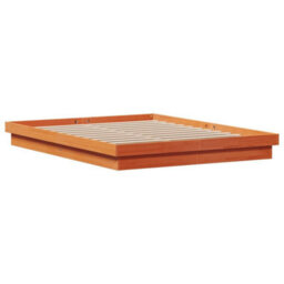Berkfield Led Bed Frame Without Mattress Wax Brown 160X200 Cm Solid Wood - thumbnail 9