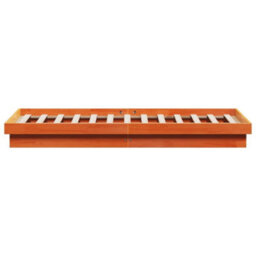 Berkfield Led Bed Frame Without Mattress Wax Brown 160X200 Cm Solid Wood - thumbnail 8