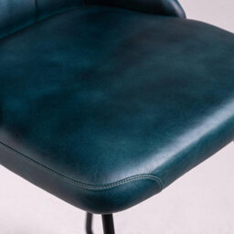 Where Saints Go Ltd Hague Bar Stool, Blue Button-Tufted Buffalo Leather, Matt Black Iron Frame, 66Cm By Where Saints Go - thumbnail 8