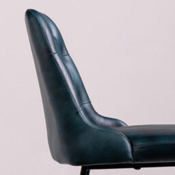 Where Saints Go Ltd Hague Bar Stool, Blue Button-Tufted Buffalo Leather, Matt Black Iron Frame, 66Cm By Where Saints Go - thumbnail 9