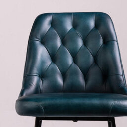Where Saints Go Ltd Hague Bar Stool, Blue Button-Tufted Buffalo Leather, Matt Black Iron Frame, 66Cm By Where Saints Go - thumbnail 7
