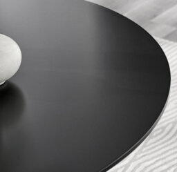 Furniturebox Uk Palma Black Semi-Gloss Round Pedestal Dining Table & 6 Cream Fabric Halley Black Leg Chairs - thumbnail 5