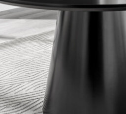 Furniturebox Uk Palma Black Semi-Gloss Round Pedestal Dining Table & 6 Cream Fabric Halley Black Leg Chairs - thumbnail 6