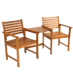 Charles Bentley Fsc Acacia Wooden Companion Seat With Parasol Hole Shelf - thumbnail 3