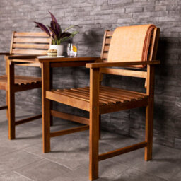 Charles Bentley Fsc Acacia Wooden Companion Seat With Parasol Hole Shelf - thumbnail 2