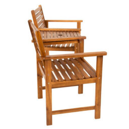 Charles Bentley Fsc Acacia Wooden Companion Seat With Parasol Hole Shelf - thumbnail 5