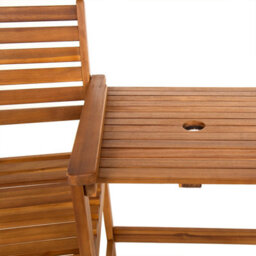 Charles Bentley Fsc Acacia Wooden Companion Seat With Parasol Hole Shelf - thumbnail 9