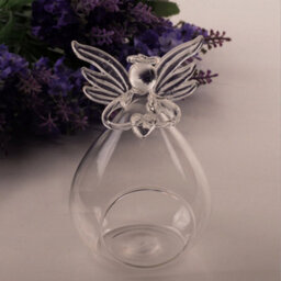 Living And Home Transparent 11.5Cmh Glass Angel Candle Holder - thumbnail 2