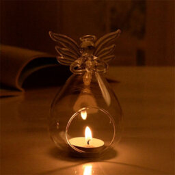Living And Home Transparent 11.5Cmh Glass Angel Candle Holder - thumbnail 3