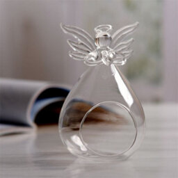Living And Home Transparent 11.5Cmh Glass Angel Candle Holder - thumbnail 1