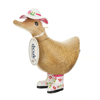 Dcuk Small Wooden Duckys British Flower Hats And Wellies - Decorative Ornament - image 1