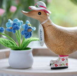 Dcuk Small Wooden Duckys British Flower Hats And Wellies - Decorative Ornament - thumbnail 4