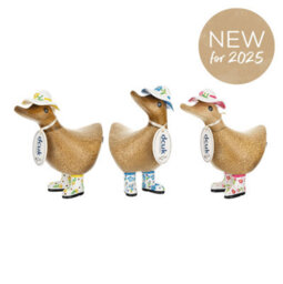 Dcuk Small Wooden Duckys British Flower Hats And Wellies - Decorative Ornament - thumbnail 2