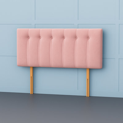 Comfy Deluxe 2Ft6 Small Single Florence Pink Plush Velvet 20Inch Headboard