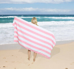 Gc Gaveno Cavailia 1Pk Beach Towel Cabana Stripe Sand Free 100X200 Baby Pink - thumbnail 2