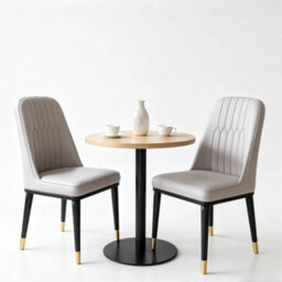 Grey Leather Dining Chairs, Metal Legs Kitchen Chairs For Home 2Pcs - thumbnail 5