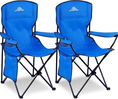 Vivo Set Of 2 Camping Chair Lightweight Folding Portable With Cup Holder Side Pocket - Blue - image 1