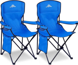 Vivo Set Of 2 Camping Chair Lightweight Folding Portable With Cup Holder Side Pocket - Blue - thumbnail 1