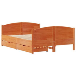Berkfield Bed Frame Without Mattress Wax Brown 140X200 Cm Solid Wood Pine - thumbnail 3