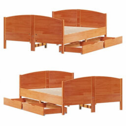 Berkfield Bed Frame Without Mattress Wax Brown 140X200 Cm Solid Wood Pine - thumbnail 9