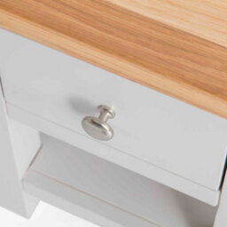 Farro Grey 36Cm Lamp Side Table With Drawer - Painted With Oak Top - Fully Assembled By Roseland Furniture - thumbnail 4