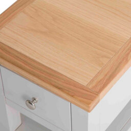 Farro Grey 36Cm Lamp Side Table With Drawer - Painted With Oak Top - Fully Assembled By Roseland Furniture - thumbnail 3