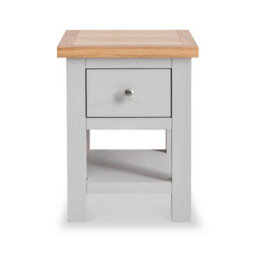 Farro Grey 36Cm Lamp Side Table With Drawer - Painted With Oak Top - Fully Assembled By Roseland Furniture - thumbnail 2