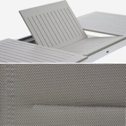 Sweeek - 8-Seater Extendable Aluminium Garden Table Set With Chairs White 244X100X75 Cm - Chicago 8 - thumbnail 5