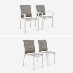 Sweeek - 8-Seater Extendable Aluminium Garden Table Set With Chairs White 244X100X75 Cm - Chicago 8 - thumbnail 8