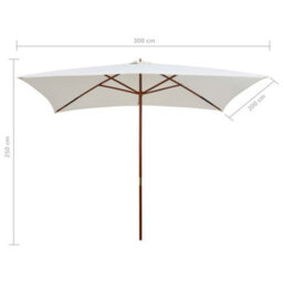 Berkfield Parasol 200X300 Cm Wooden Pole Cream White - thumbnail 7