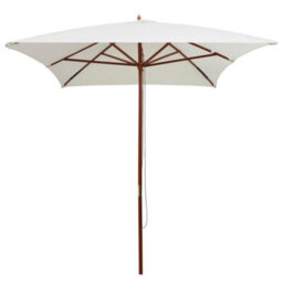 Berkfield Parasol 200X300 Cm Wooden Pole Cream White - thumbnail 2