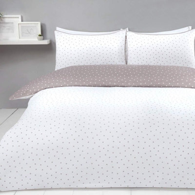 Gr8 Home Sleepdown Mini Polka Dots Mink White Reversible Duvet Set Quilt Cover Bedding King Size - image 1