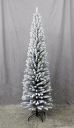Shatchi Artificial Slim Christmas Pencil Tree With Pointed Tips And Metal Stand, Snow Flock, 8Ft - thumbnail 3
