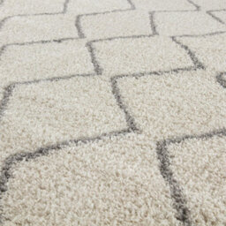 The Rugs Moroccan Shaggy Rugs And Runners Soft Fluffy Wavy Trellis Design High Pile Ivory And Grey Living Room Kitchen Hallway 800 - thumbnail 3
