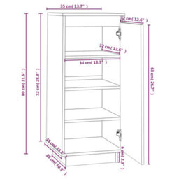 Vidaxl Shoe Cabinet 35X35X80 Cm Solid Wood Pine - thumbnail 3
