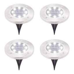 Gardenkraft 10449 Pack Of 4 Stainless Steel Solar Ground Lights