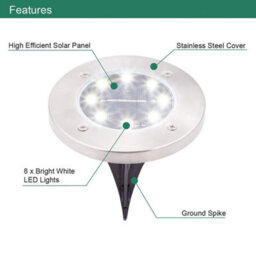 Gardenkraft 10449 Pack Of 4 Stainless Steel Solar Ground Lights - thumbnail 4